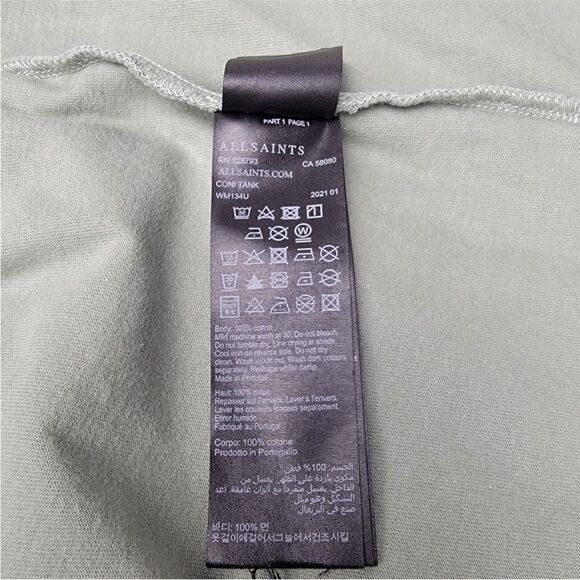 All Saints NWT Coni Shoulder Padded Tank Top IN late Gray Size Small - Picture 10 of 10